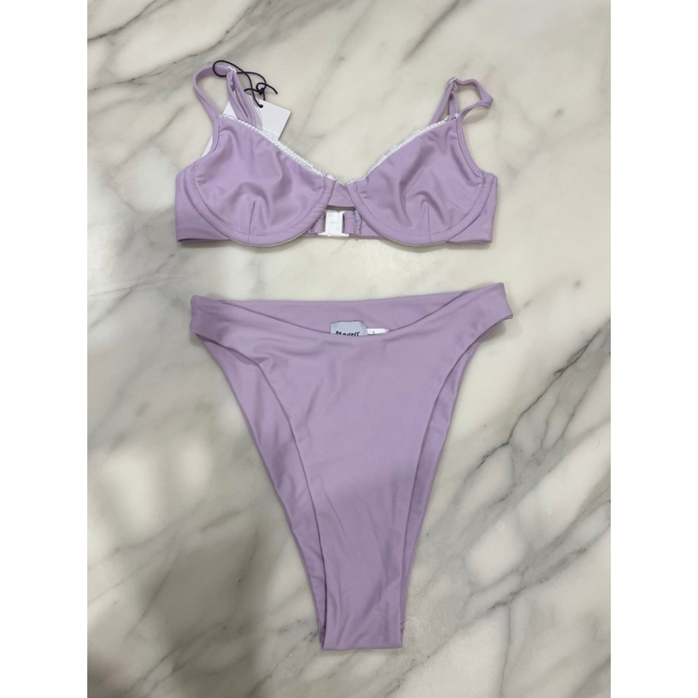 Princess Polly Purple Clara Bikini Set US 2 High cut Cheeky Bottom Underwire Top